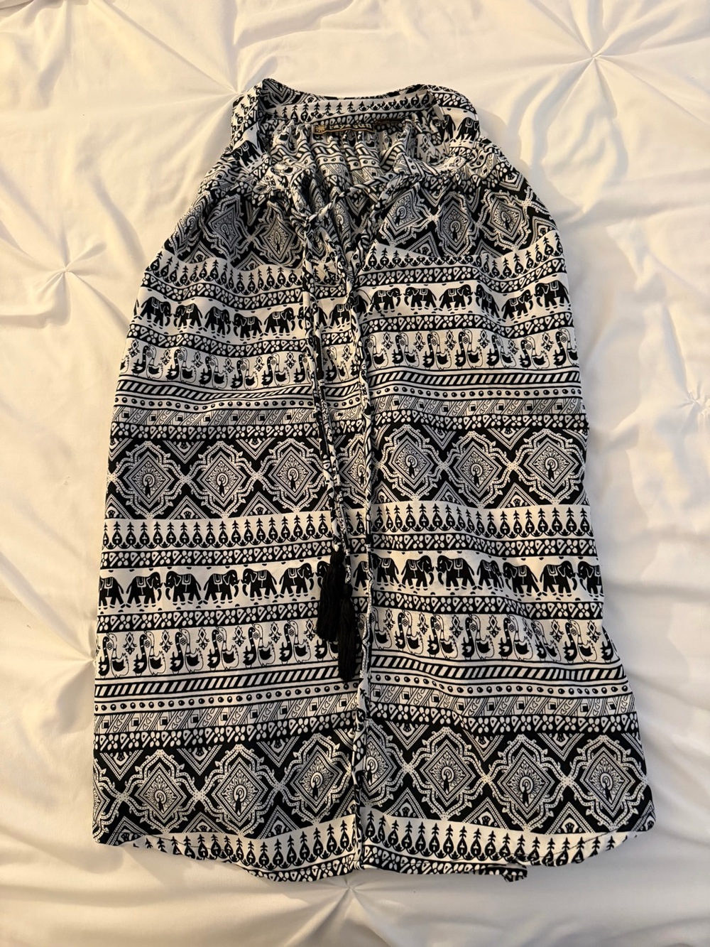 Raya sun Black and White Patterned Tank Top